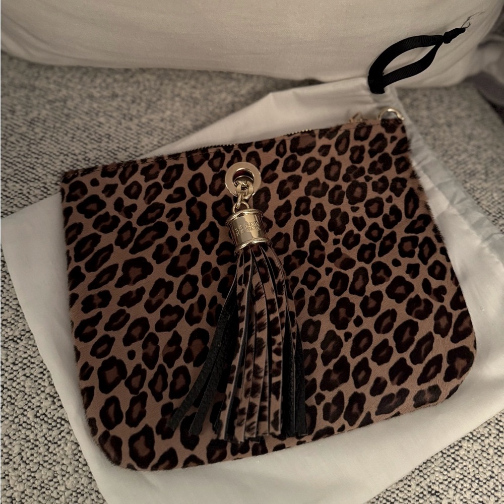 Sarah Haran Ivy Leopard Pouch with Gold hardware